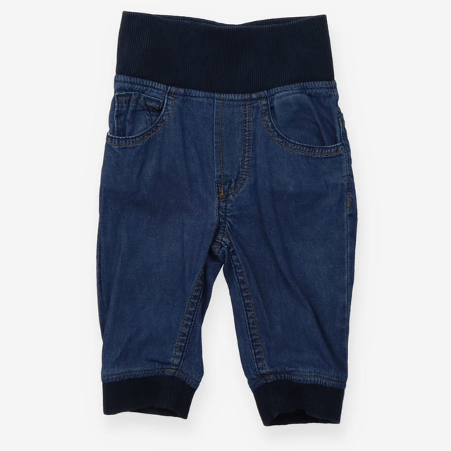 Jeans pull on navy cuff waist and bottoms
