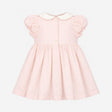 Collared Dress Pink Vertical Strip Embroidered Ros