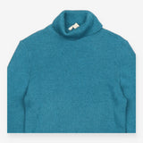 Roll Neck Jumper Ribbed Teal Wool Blend