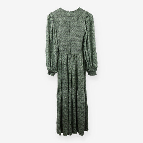 Green Floral Smocked Tiered Midi Dress