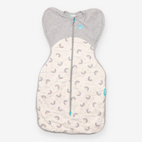 White and Grey Sleeping Bag with Rainbows