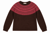 Jumper Dark Brown Pink Fair Isle