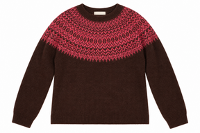 Jumper Dark Brown Pink Fair Isle