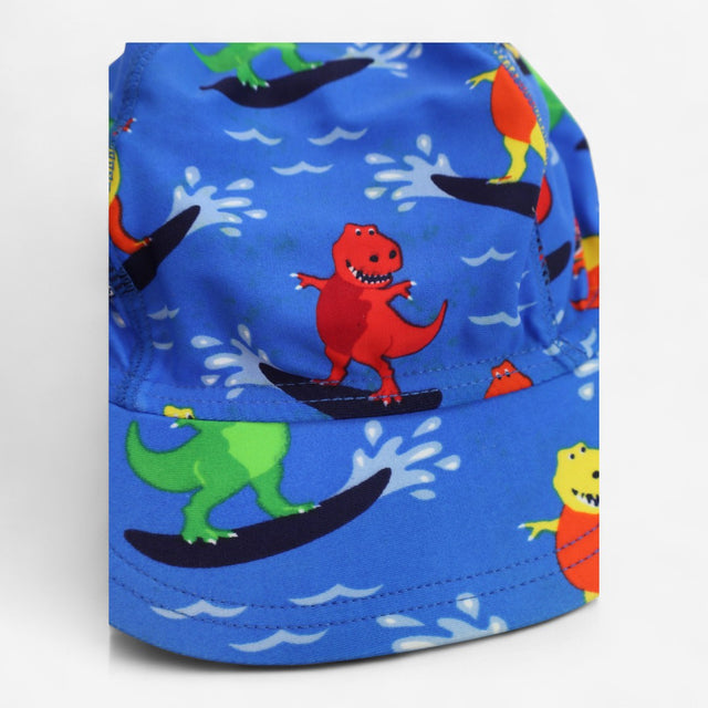 Swim Hat Blue Surfing Dinosaurs
