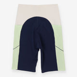 Power 9" Cycling Shorts - Navy and Green side stri