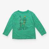 Green Striped Dinosaur Long Sleeve