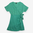  Green Short Sleeve Side Tie Wrap Mini Dr