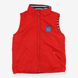 Reversible gilet red navy and white stripe
