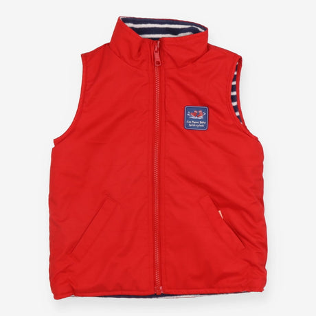 Reversible gilet red navy and white stripe