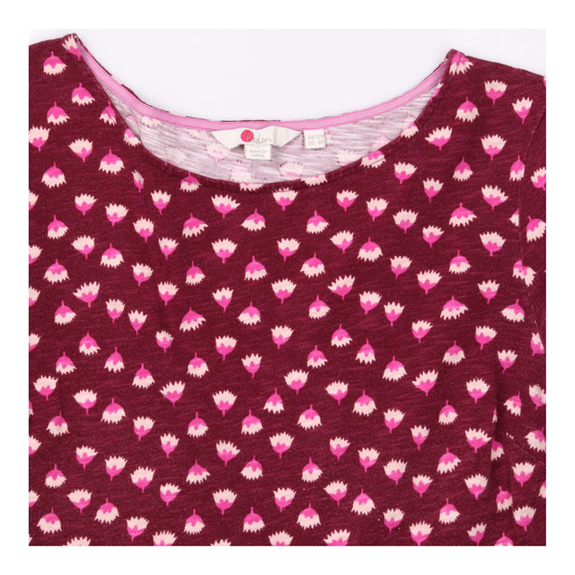 Jersey Dress Burgundy Pink Floral Print Knee Lengt