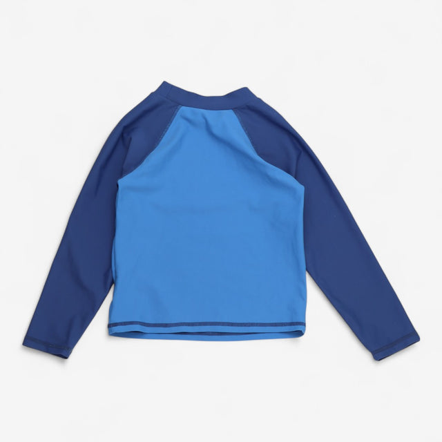 Blue rash vest dark sleeves hemit crab