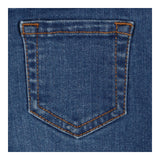 Dark blue jeans with gold button