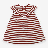 Dress sleeveless white and brown striped