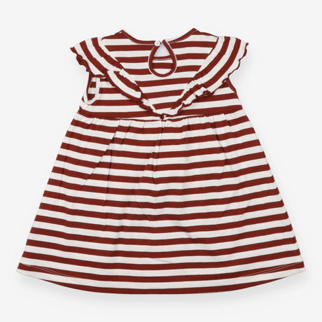 Dress sleeveless white and brown striped