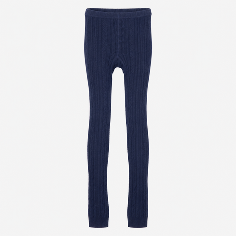 Navy cable knit footless tights