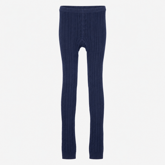 Navy cable knit footless tights