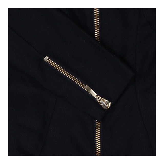 Mini Wool‑Mix Dress – Black with Gold Zip Details