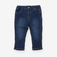 Blue denim slim fit jeans silver logo on pocket