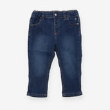 Blue denim slim fit jeans silver logo on pocket