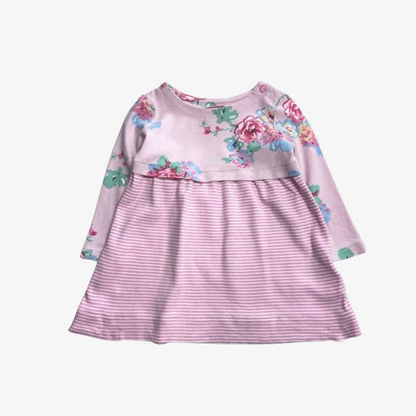 Pink Floral & Striped LS Dress
