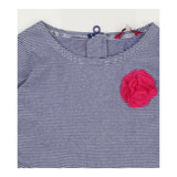 Dress Long Sleeve Navy Stripe Pink Flower