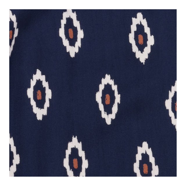  Navy Blue Ikat Geometric Print Wide Leg Tr