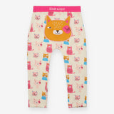 Leggings cream cats pink waist