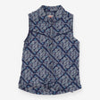 Shirt sleeveless blue paisley tie up