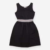 Black Textured Jacquard Sleeveless Mini Dr