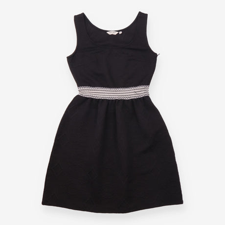 Black Textured Jacquard Sleeveless Mini Dr