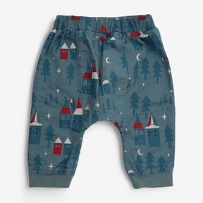 Trouser Woven Blue with Night Time Houses