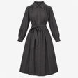 Shirt Dress Dark Grey Long Sleeve Belted Midi