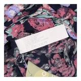 Floral Scoop Neck 3/4 Sleeve Viscose Top Navy Blue