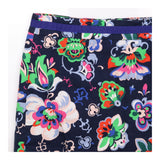 Pencil Skirt Floral Print Cotton Stretch Navy