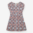 Dress Orange Blue Geometric Print Fit And Flare
