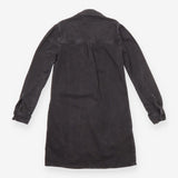Denim Mini Dress Washed Black Cotton Long Sleeve