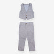 Linen Mix Waistcoat and Trousers Blue and White
