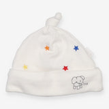 Baby Hat White with Elephant and Stars