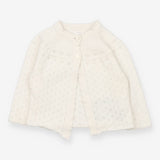 Cardigan White Pointelle Two Buttons