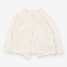 Cardigan White Pointelle Two Buttons