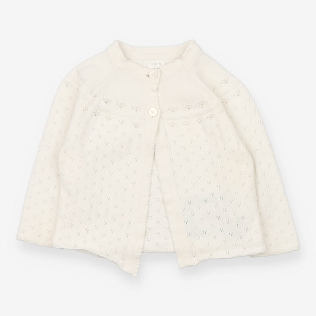 Cardigan White Pointelle Two Buttons