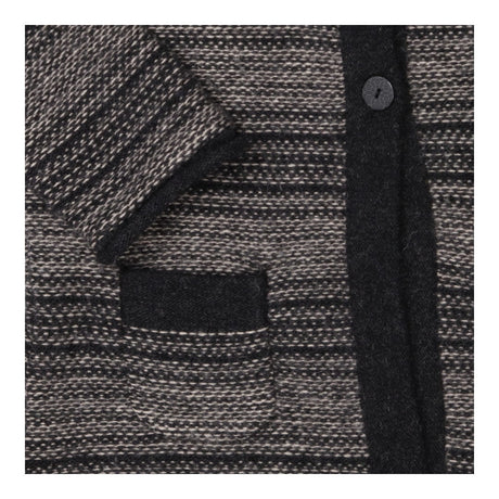 Grey & Black Striped Cardigan Button Front Knit