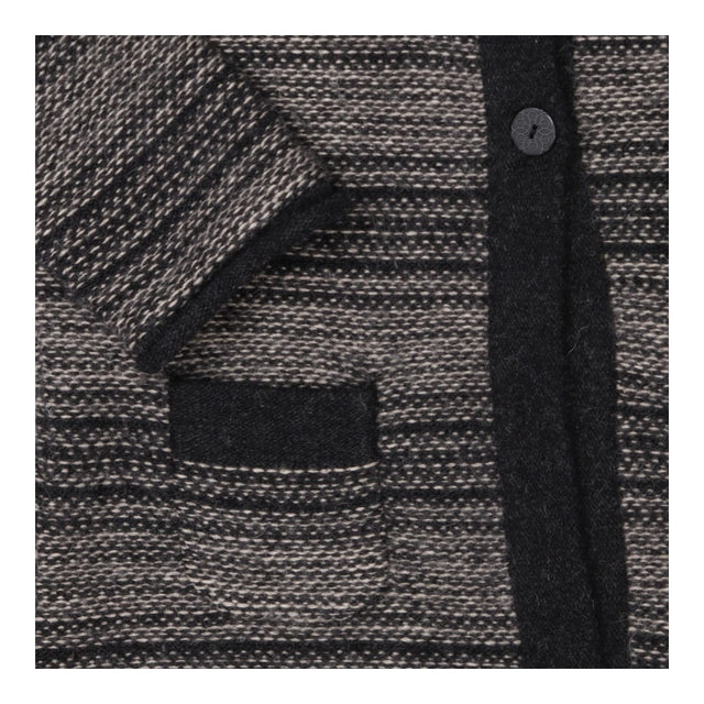 Grey & Black Striped Cardigan Button Front Knit
