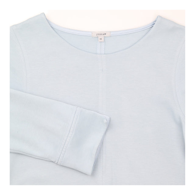 Light Duck Egg Blue Long Sleeve Satin Trim Cotton 
