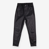Trousers Black Faux Leather High Waisted Slim Leg