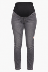 Jeans Grey Cotton Stretch Over-Bump Maternity Skin