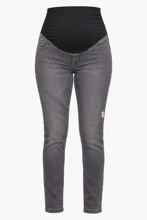 Jeans Grey Cotton Stretch Over-Bump Maternity Skin