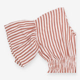 Blouse Red Cream Linen Cotton Short Sleeve