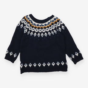 Jumper Knit Navy Fairisle Neckline