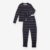 Navy Striped Sailor Button Top and Trousers Set